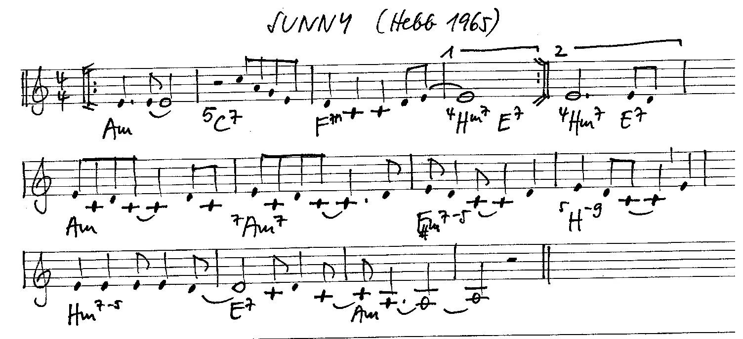 sunny in am free jazz leadsheet - Courtesy of the Jungle Jazz Band